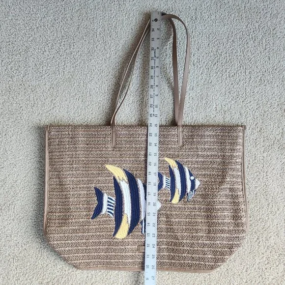 NWT Vera Bradley Embroidered Fish Straw Beach Tote Bag - Picture 8 of 9